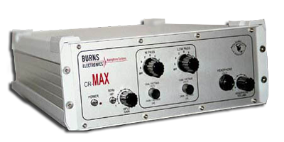Burns Electronics CR MAX audio equipment on a white background